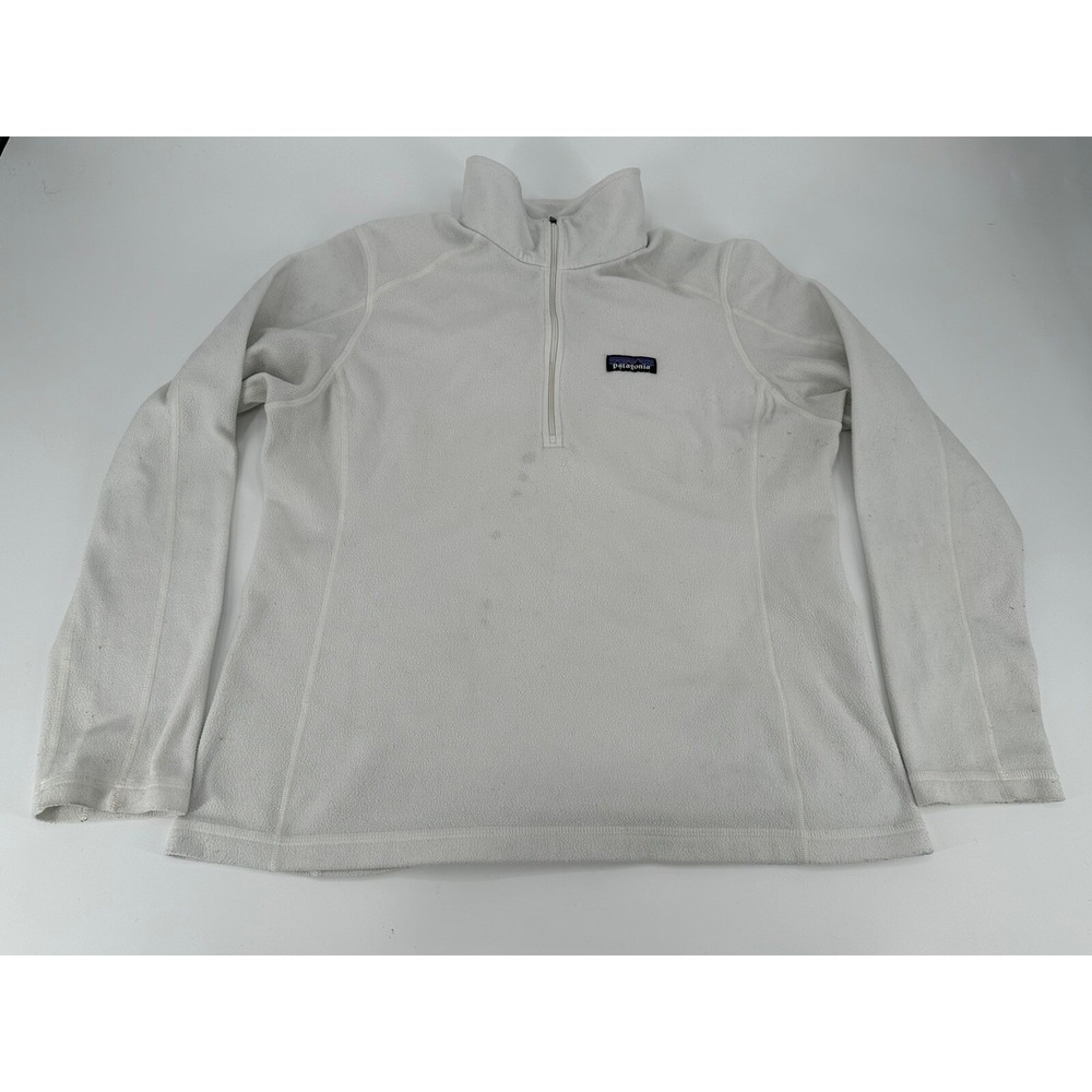 Patagonia Women's Fleece Long Sleeve Quarter Zip Base Layer Sz Large White